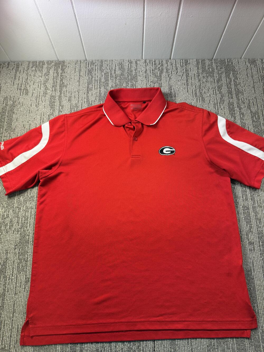 Georgia Bulldogs Polo Shirt Mens Large Red NCAA Golf PING Short Sleeve